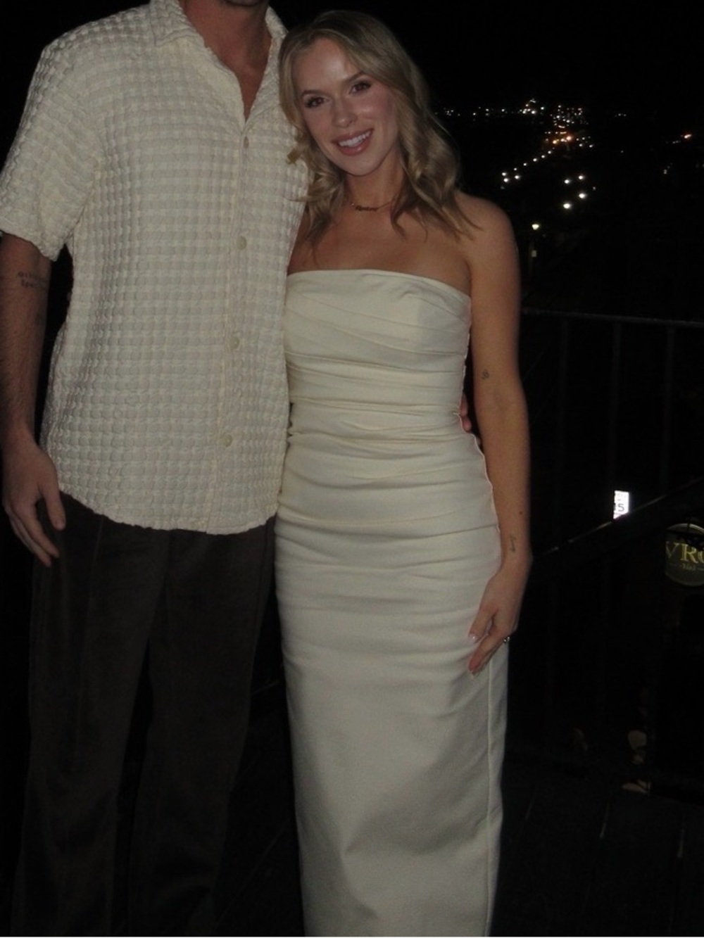 Shona Joy Cream Strapless Maxi Dress